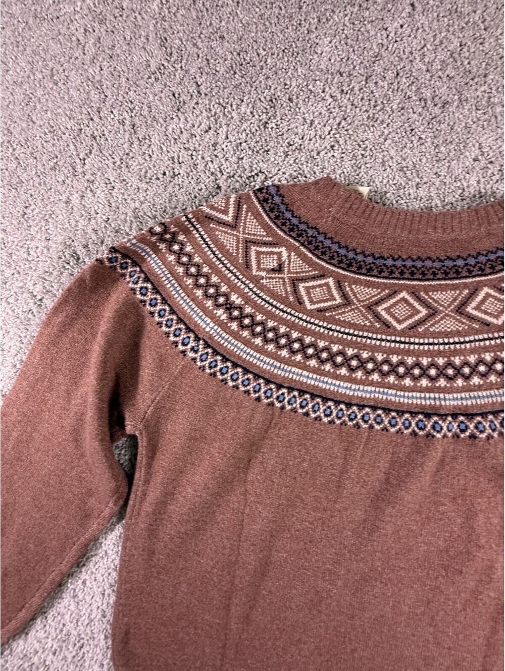 Weatherproof Vintage Women's L Fair Isle Crewneck Sweater Copper Polyester NWT - Picture 12 of 13